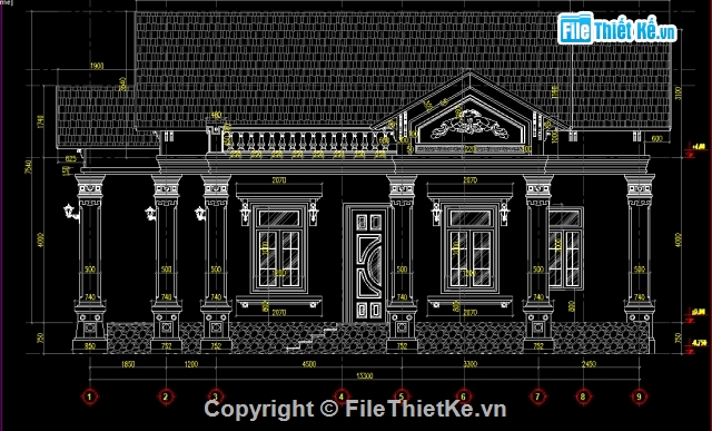 Biệt thự cad,Biệt thự nhà vườn,Biệt thư 1 tầng,Biệt thự 12.1x13.3m